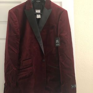 Express mens blazer velvet burgundy 44R